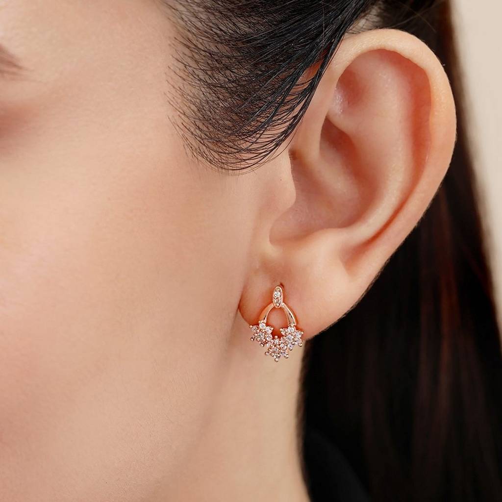 Fancy Rose Gold Plated 925 Sterling Silver Earrings : EAR-20827-RG