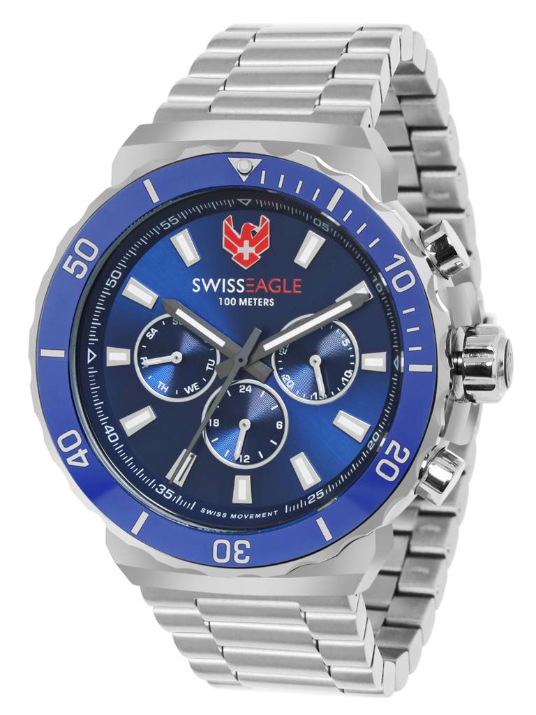 Swiss Eagle Premium Swiss-Made Movement -Multifunction Watch For Men - Stainless Steel Belt - Se-9172 : SE-9172-33A