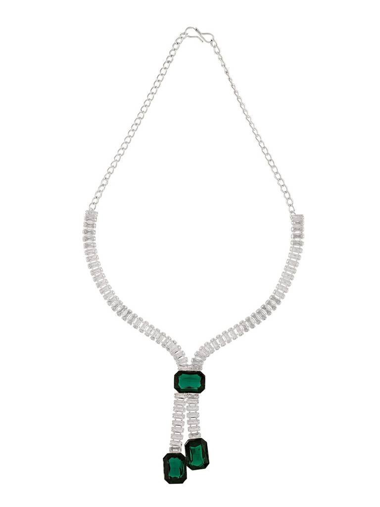 Premium Emerald Green Crystal Jewellery Set For Women : GREENSTONED-JS