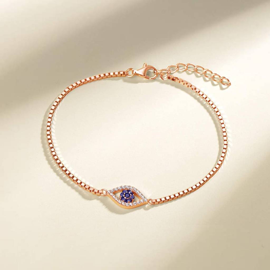 Rose Gold Plated Evil Eye 925 Silver Bracelets : BR-80061