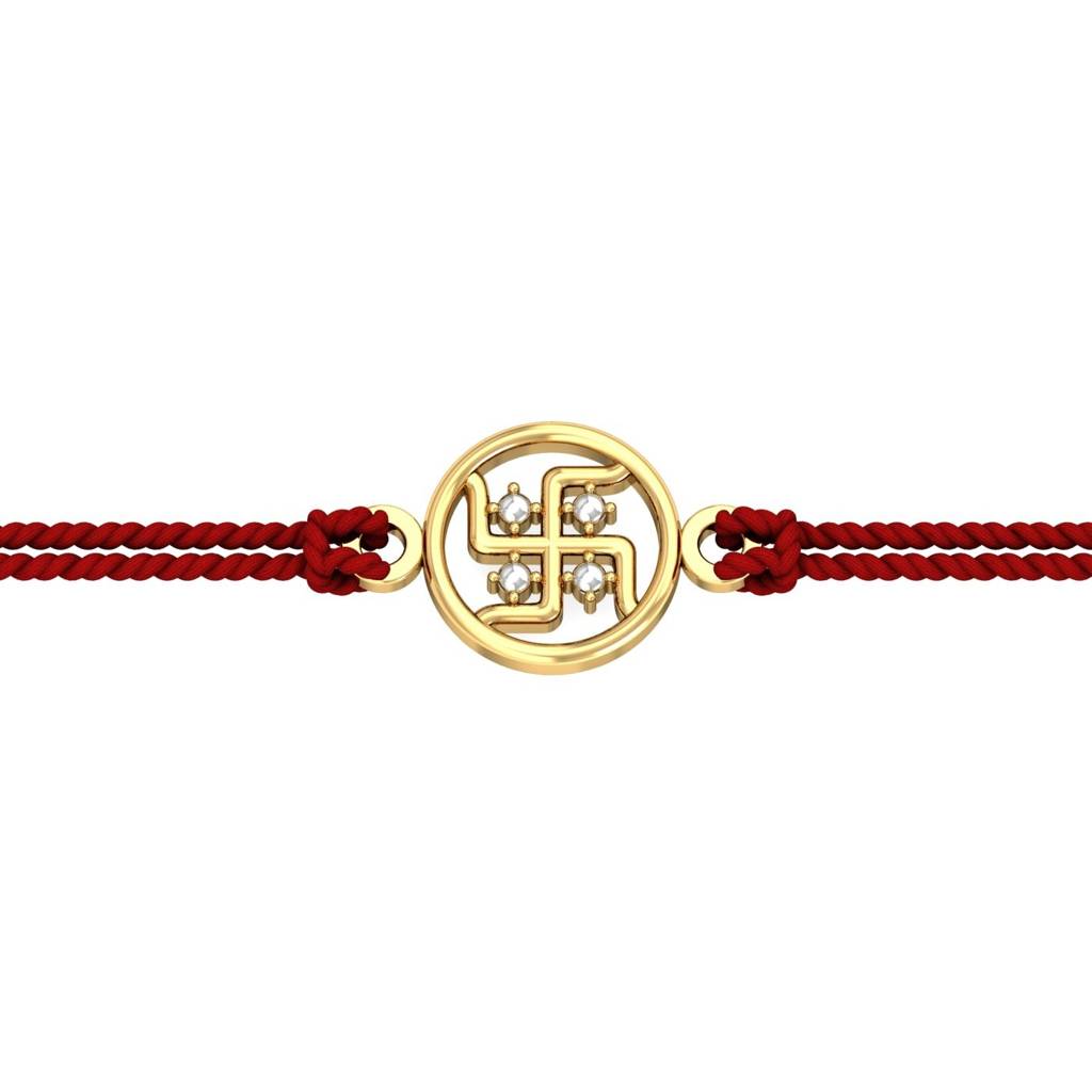 9K Yellow Gold Gold Swastika Rakhi : RA2013_9K