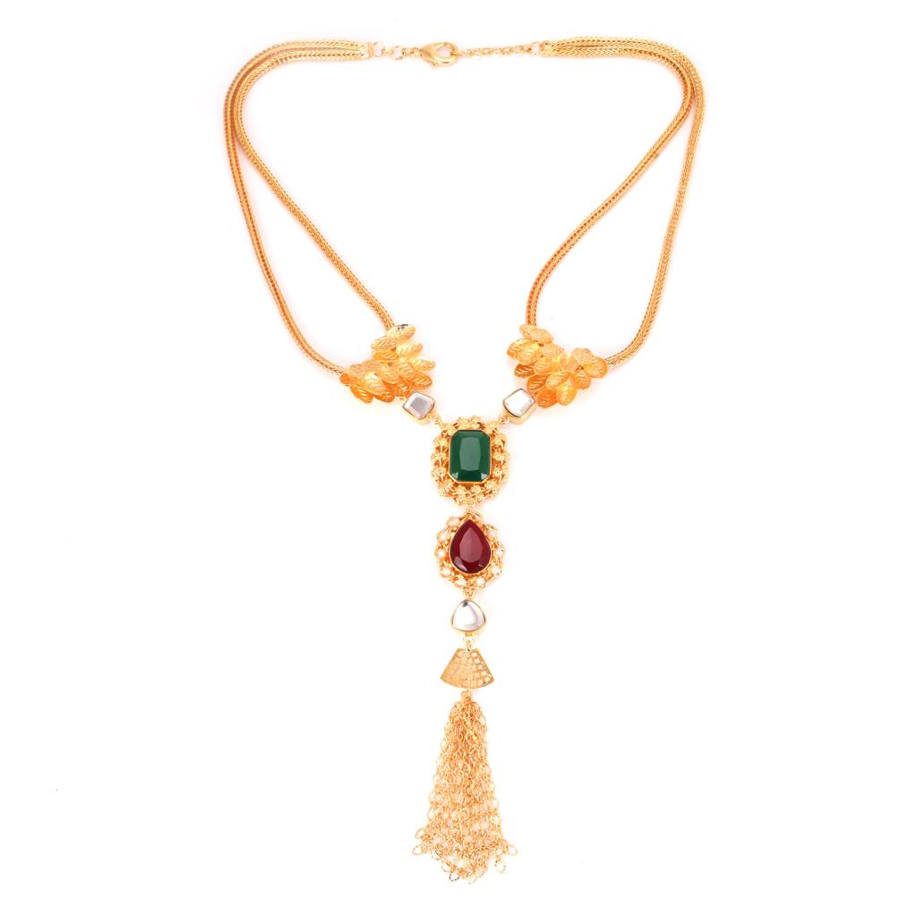 Emerald Crimson Elegance Handcrafted Necklace : AC-2002