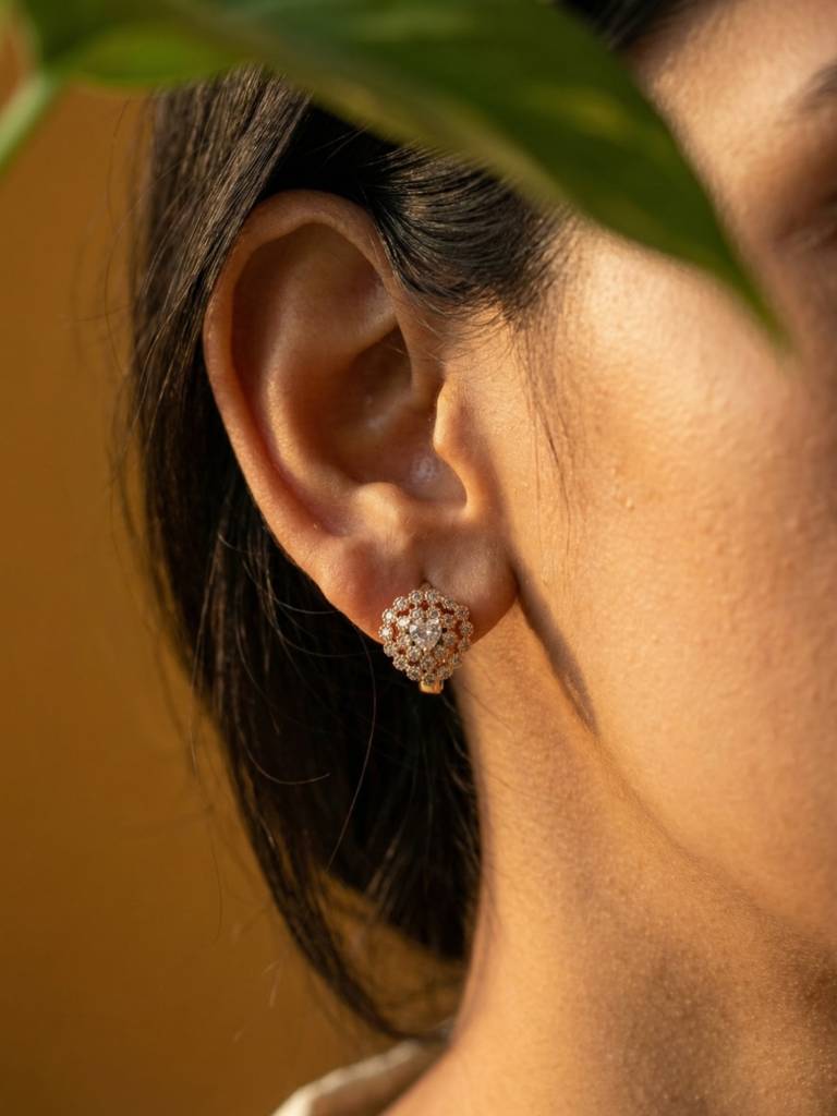 18K Rose Gold Heart Cz Hoop Earrings – Dainty Everyday Luxe : S925E777HSH