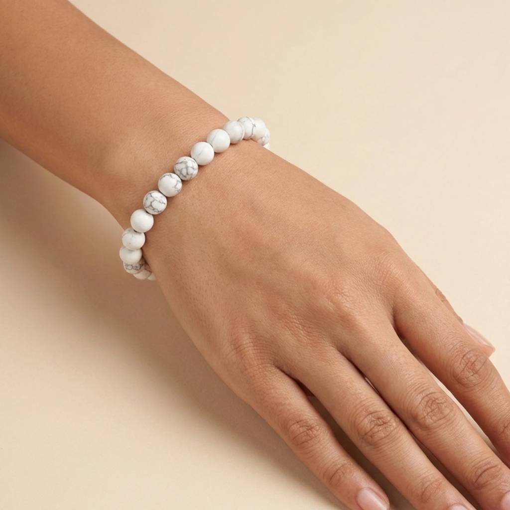 Natural Howlite Stone Bracelet : IS-BR-ST-1127