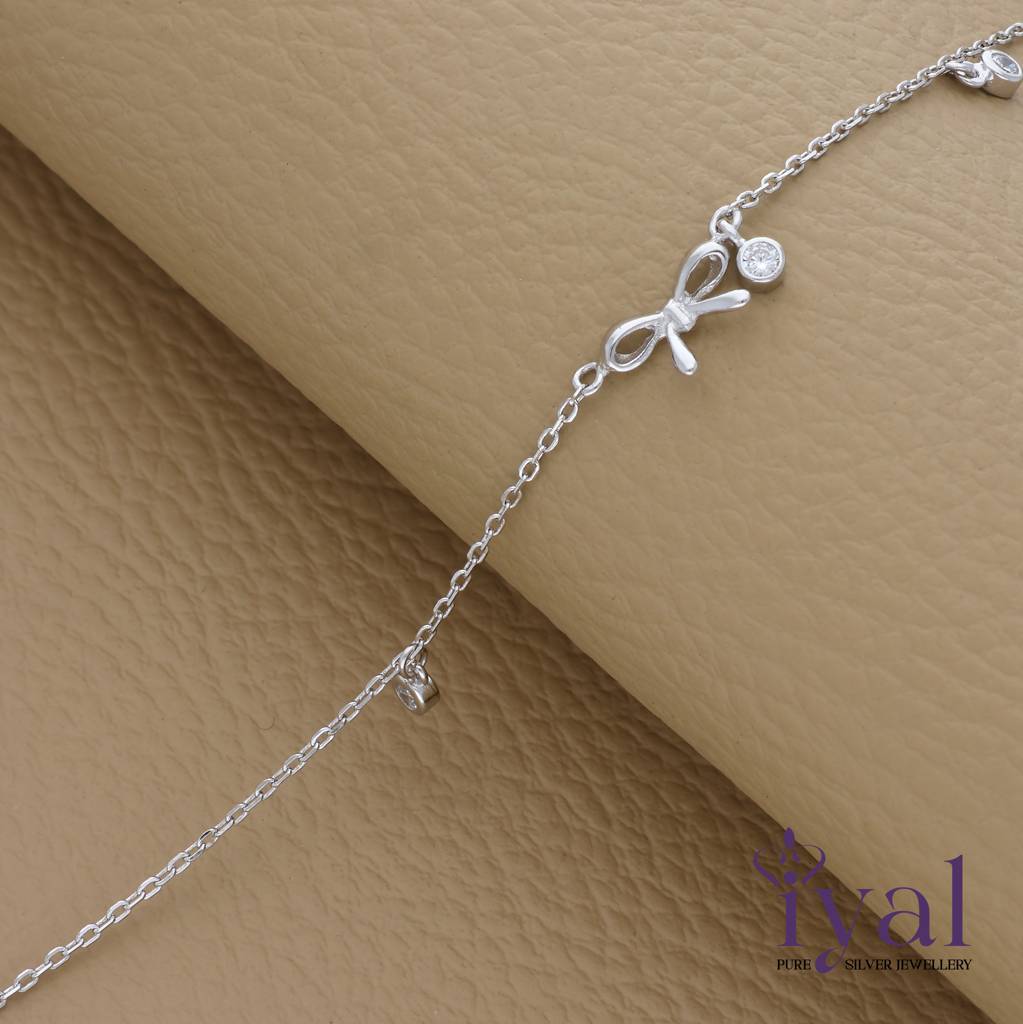 Radiant Minimal Bow Silver Bracelet : BT-2