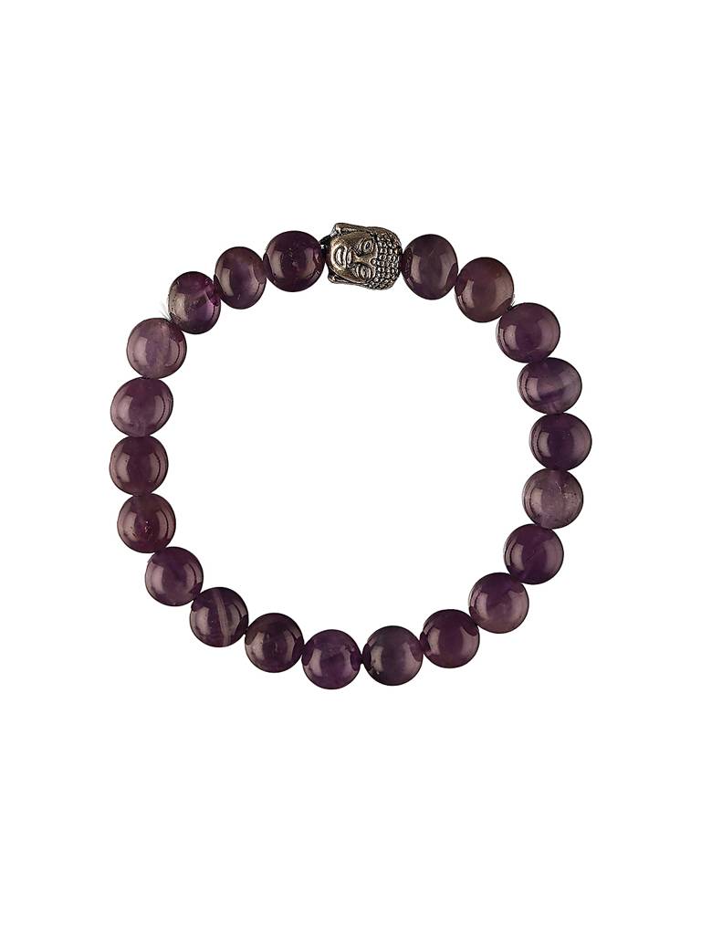 Natural Amethyst Stone Bead Bracelet For Positive Energy & Balance : STBR8222
