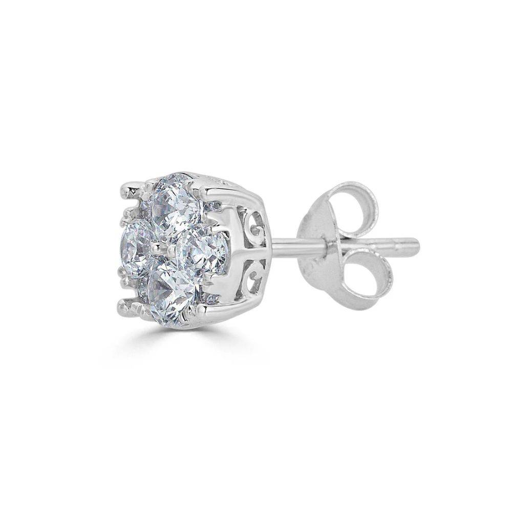 0.5 - 1 Ct Stellar Moissanite Cluster Stud - Single Piece For Men : Snowflake_earring_1ct_Men_FBA
