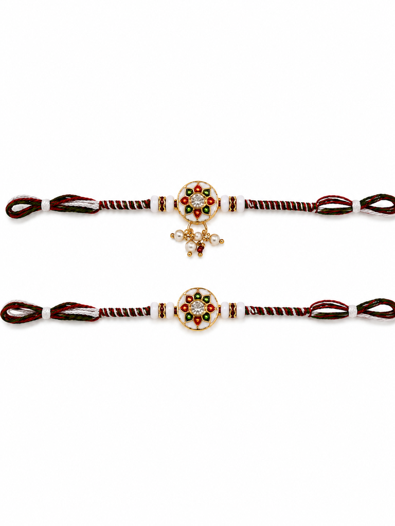 Rajwadi Charm Rakhi Set : RKHISHTRIND06