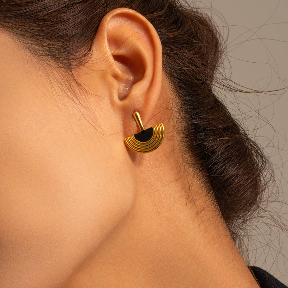 Mystic Black Gold Enamel Earrings : JD-ER-DG-01