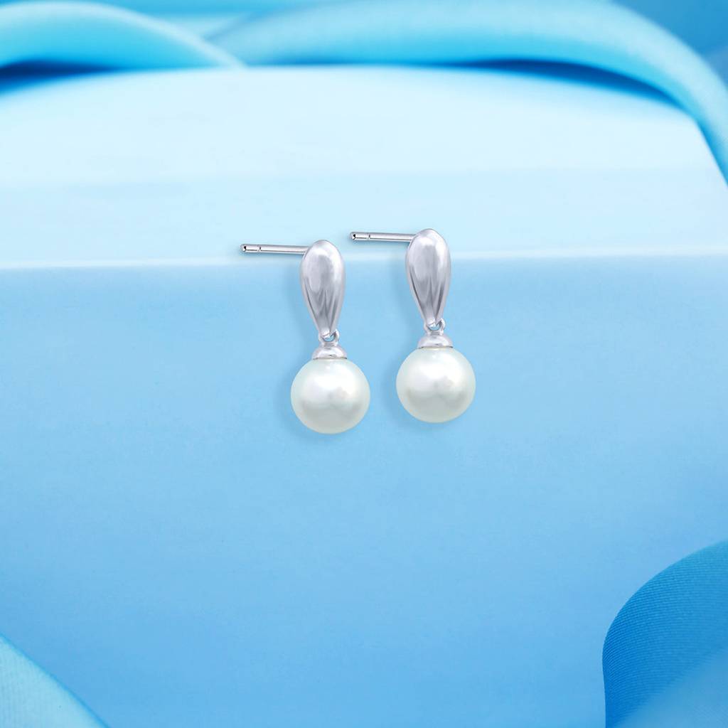 Pure Pearls Rhodium Plated 925 Sterling Silver Earrings : EAR-20859-R