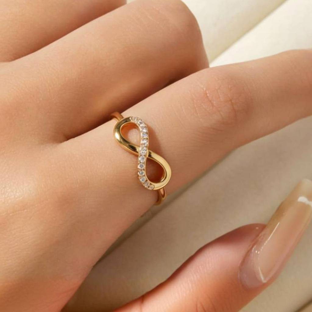 Gold-Plated Golden Infinity Knot Anti-Tarnish Ring : HSPS60MB1520