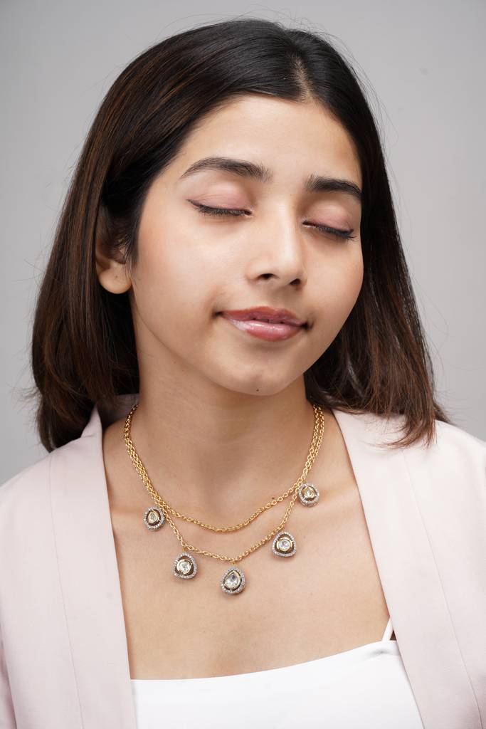 22Kt Gold Plated Radiant Polki Charm Necklace : CH32018