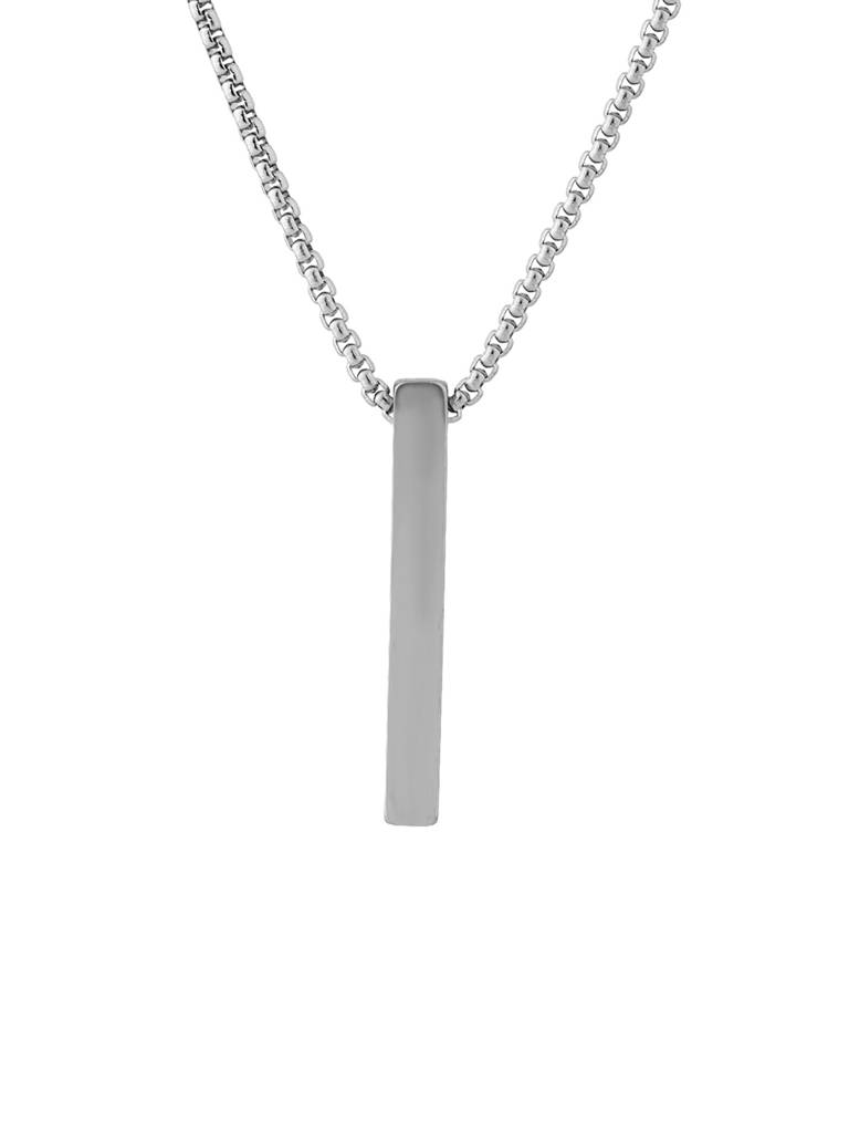 Signature Classic Linear Edge Silver Pendant Necklace For Men : 8905124576153