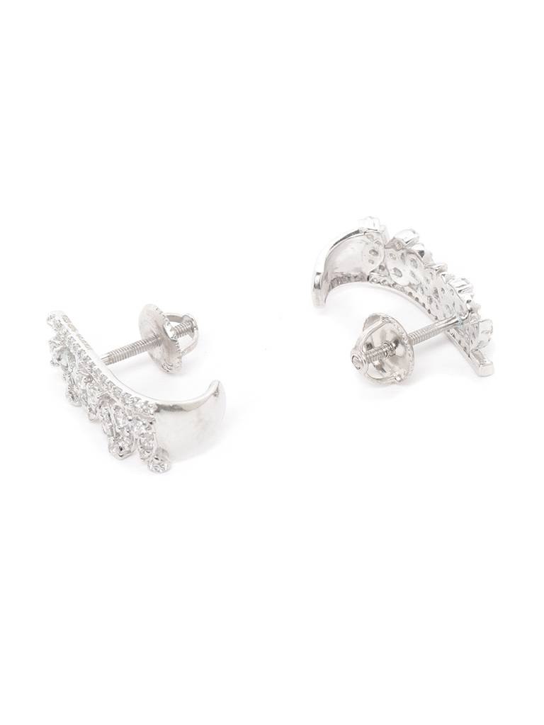 925 Sterling Silver Swiss Zirconia Hoop Liana Earring With Screw Back Gift For Women And Girls : CSWZHDE12