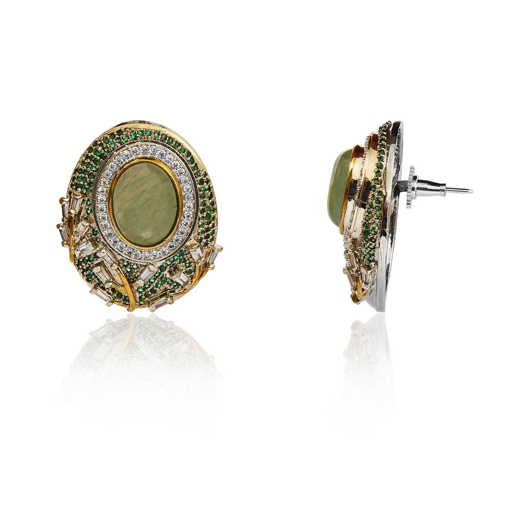 Statement Light Green Aventurine Earrings : IE642C
