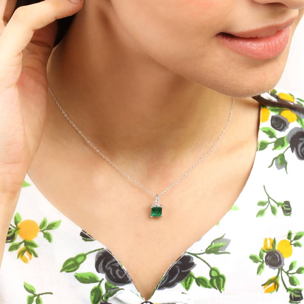 Iski Uski 925 Sterling Silver Deena Emerald Pendant