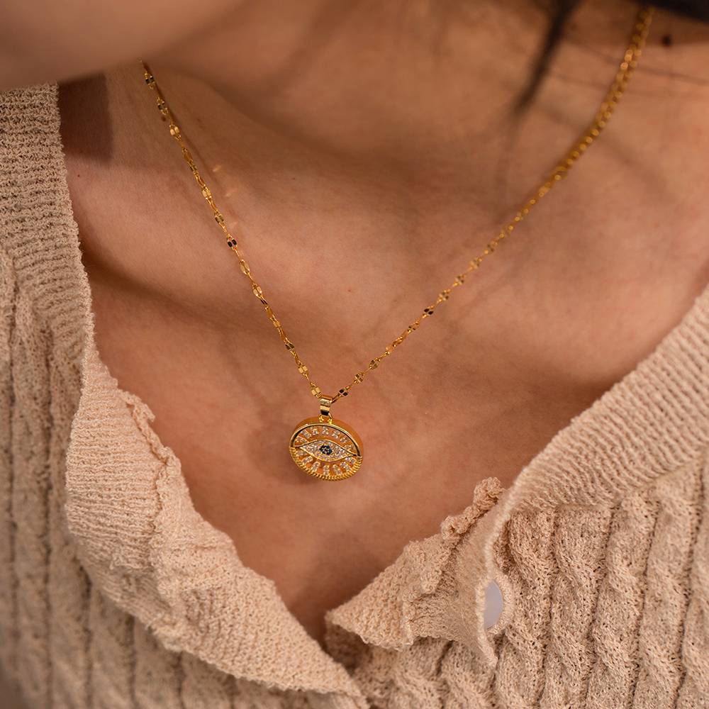 Divine Defender Pendant Gold Necklace : DivineDefenderPendantGoldNecklace-JD-NK-PG-09