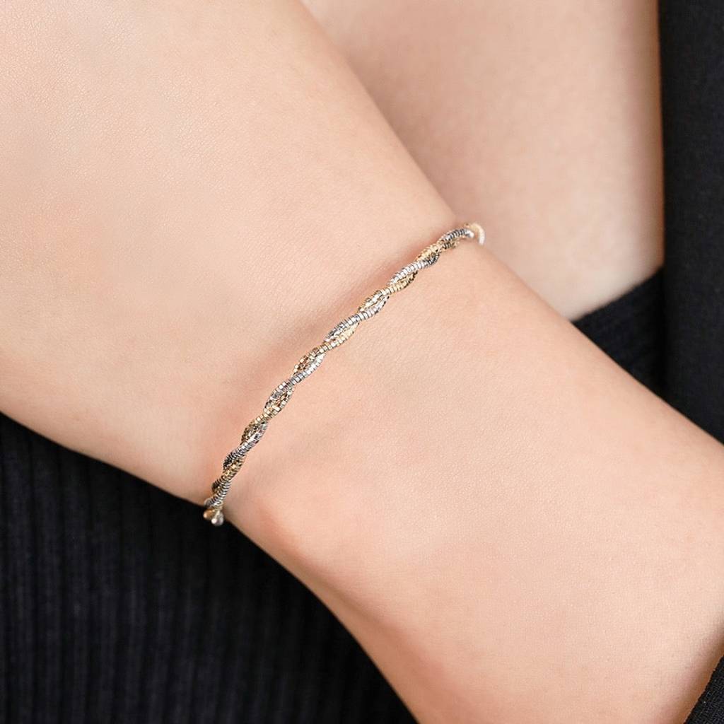 Radiant Harmony Dual Tone 925 Sterling Silver Bracelet : BR-80051