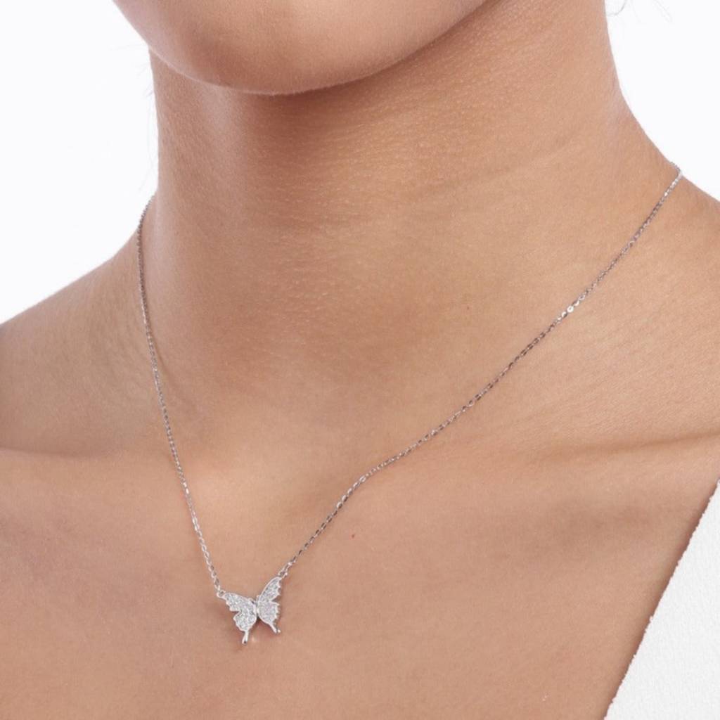 Butterfly Cz 925 Sterling Silver Necklace : NL-30103
