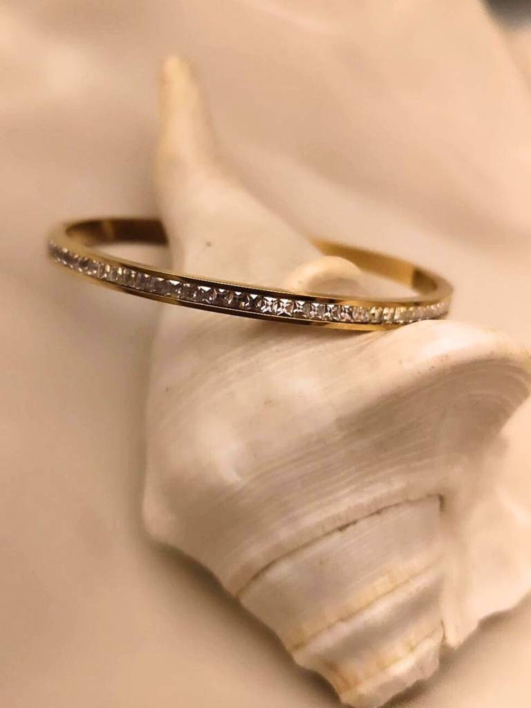 Elegant Ad Studded Bracelet Â 316L Stainless Steel | Gold Finish : ATB522FSB