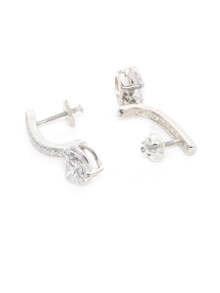 925 Sterling Silver Swiss Zirconia Dangle & Drop Adelyn Earring With Screw Back Gift For Women And Girls : CSWZHDE8