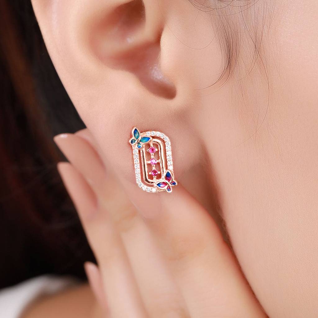 Flutter Charm Rose Gold Plated 925 Sterling Silver Earrings : EAR-20841-RG