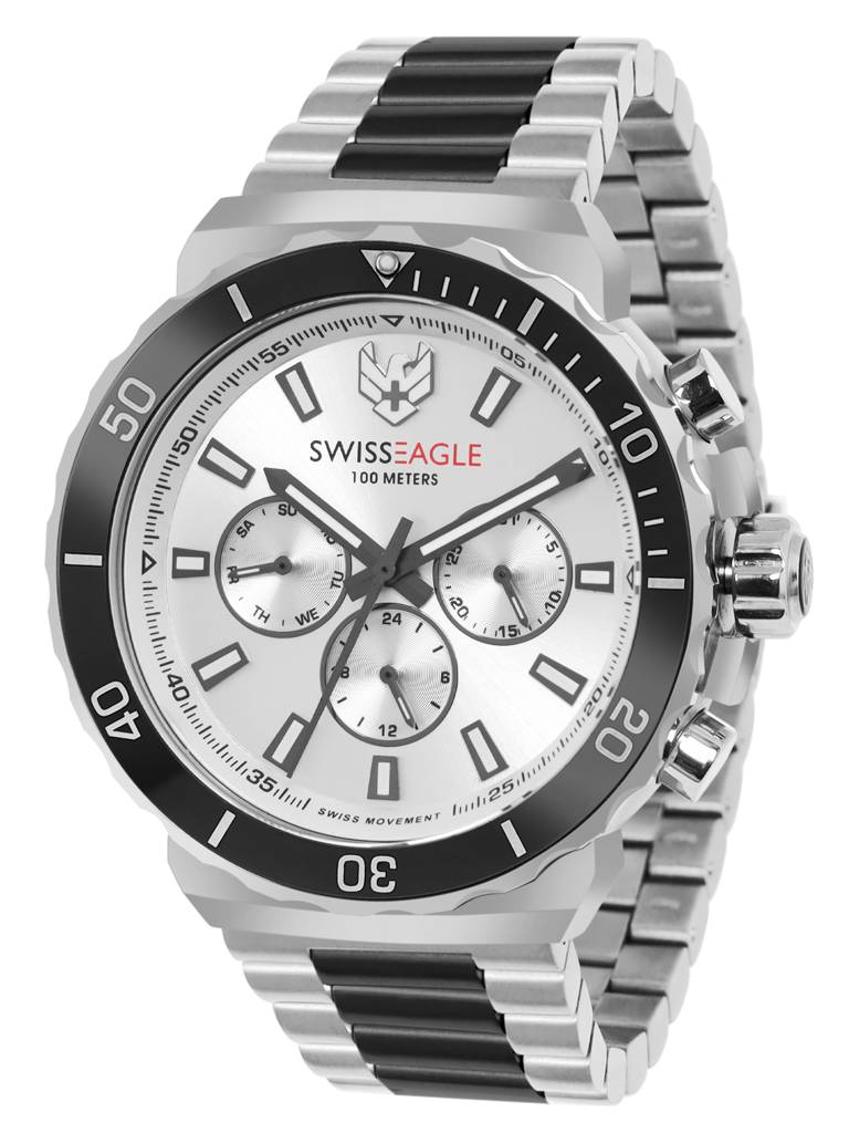 Swiss Eagle Premium Swiss-Made Movement -Multifunction Watch For Men - Stainless Steel Belt - Se-9172 : SE-9172-22A