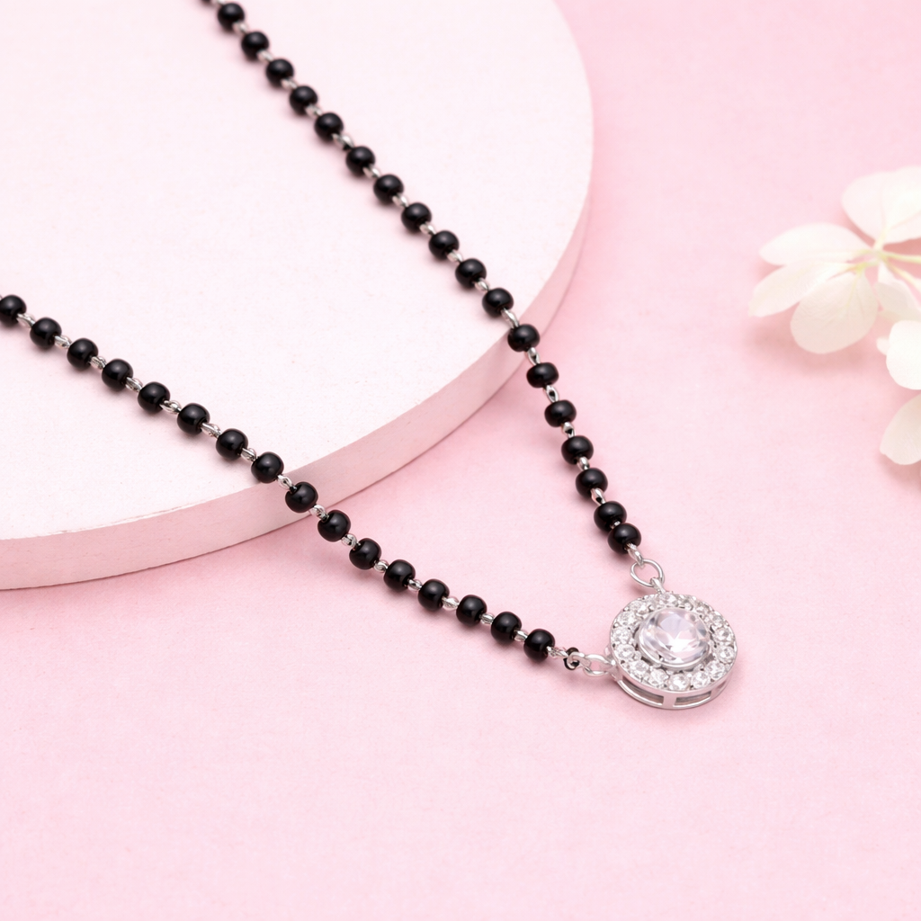 Silver Classic Round Mangalsutra : KN071