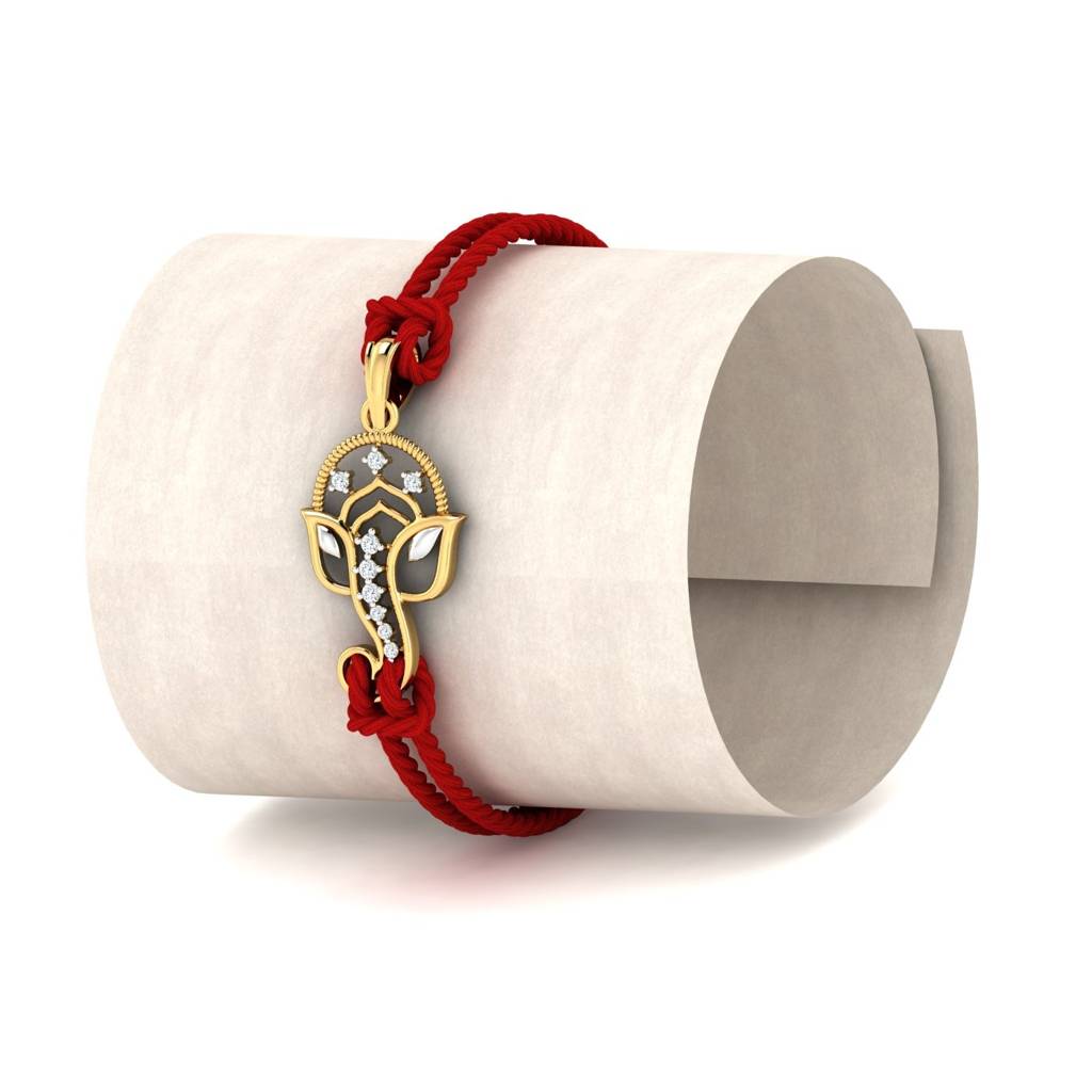 9K Yellow Gold Vignaharta Diamond Rakhi Cum Pendant : RA2076_9K
