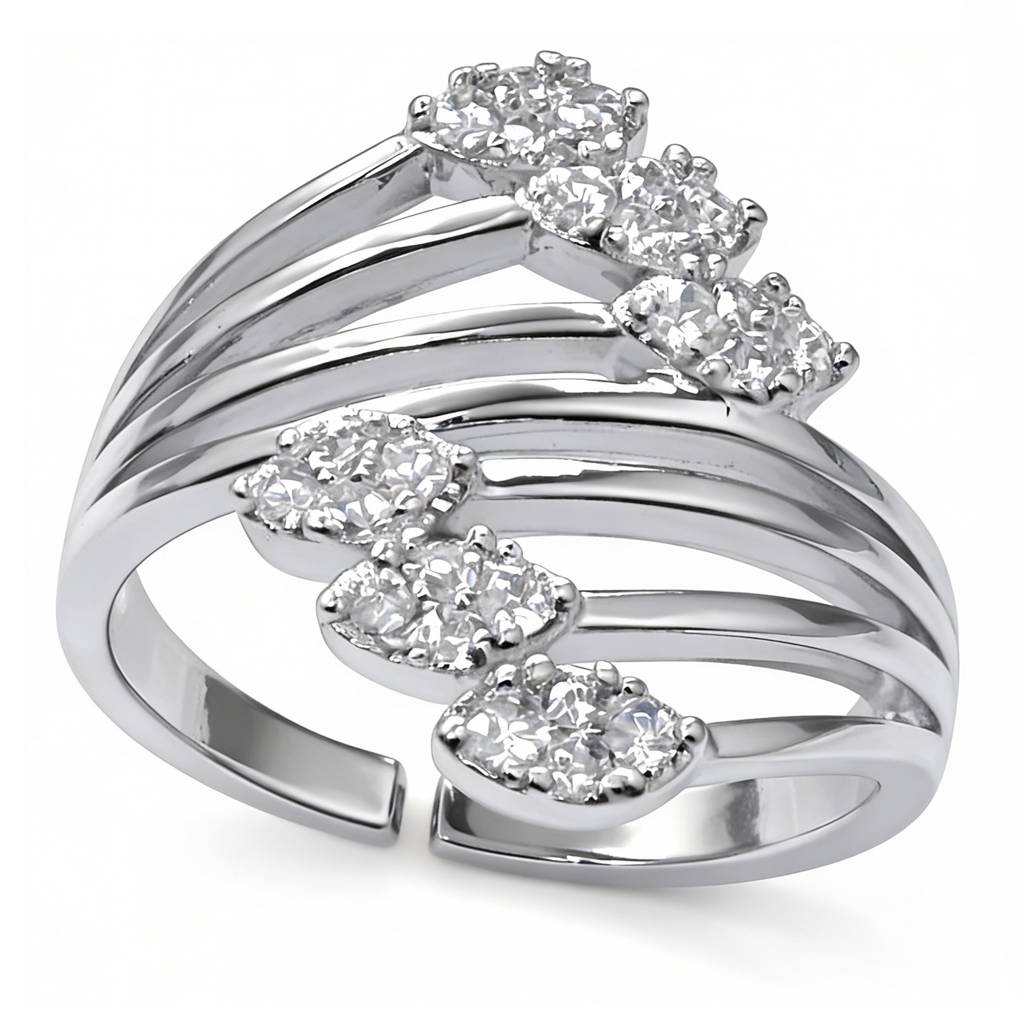 Silver Plated Classic Silver Crystal Ring : HSPS60MB1379
