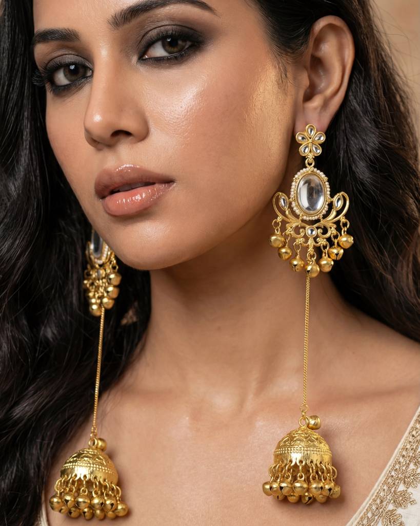 Gold Plated Brass Kashmiri Jhumka Earrings For - Women : KS202