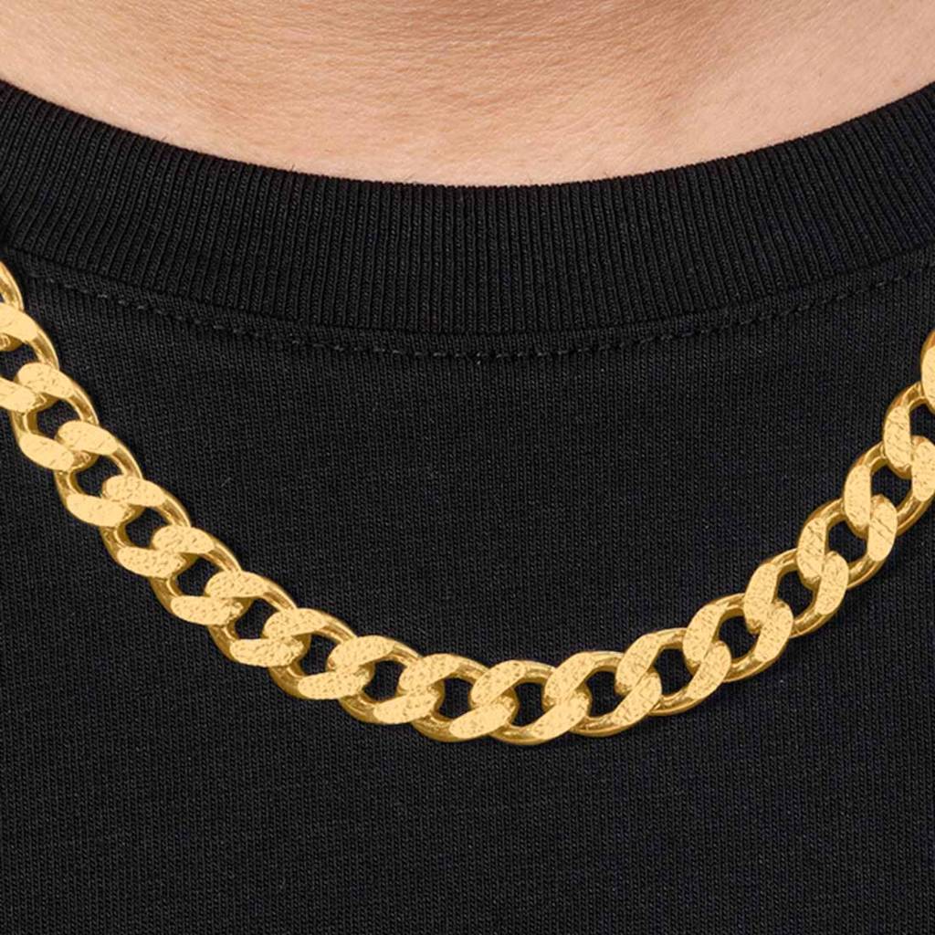 Refined Linked Gold Plated 925 Sterling Silver Men'S Chain : CH-10056-G-20-INCH