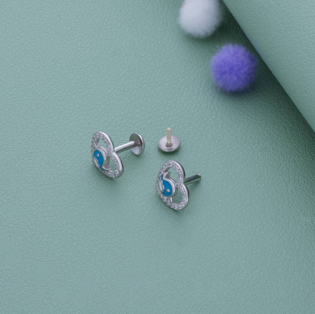 Bluebird Love Silver Stud For Kids & Teen (10+ Yrs) : KE-KS-RH-P-168-P