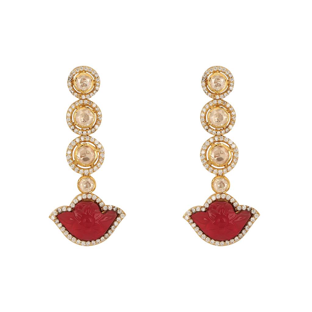 Faux Ruby Dangler Earrings : PJ6