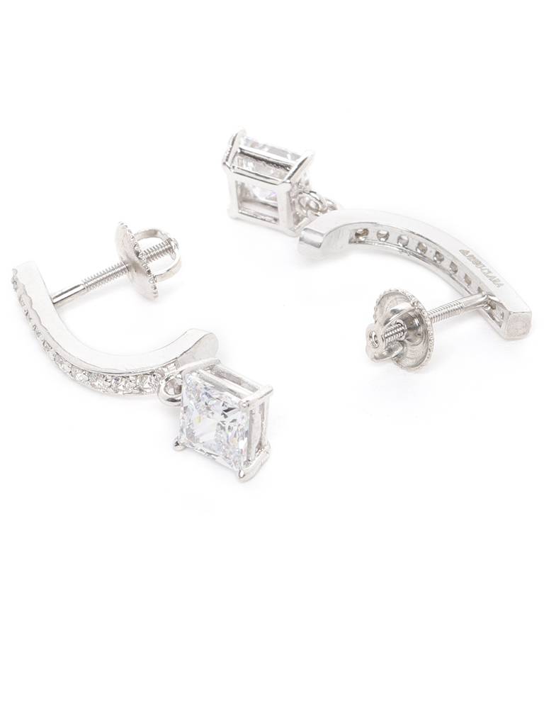 925 Sterling Silver Swiss Zirconia Dangle & Drop Elaina Earring With Screw Back Gift For Women And Girls : CSWZHDE10