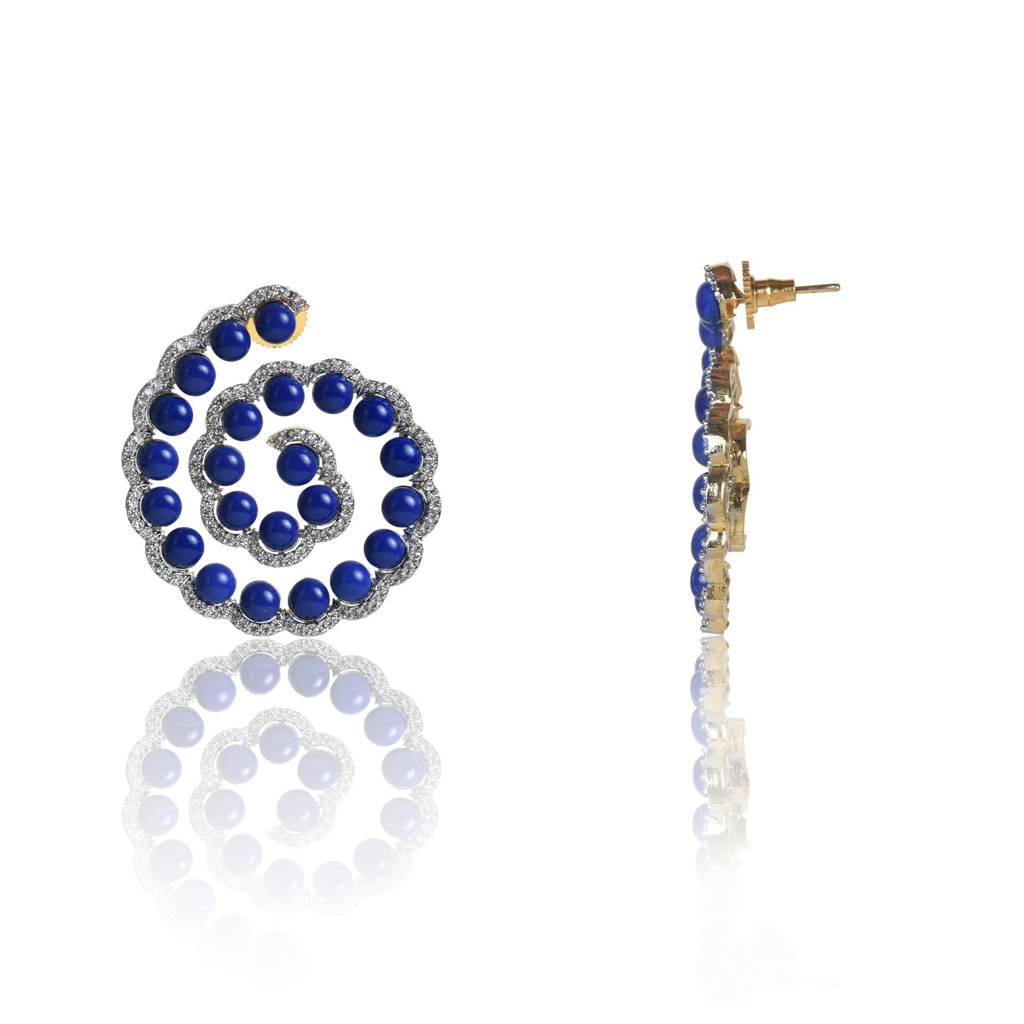 Lapis Lazuli Spiral Tops Earrings