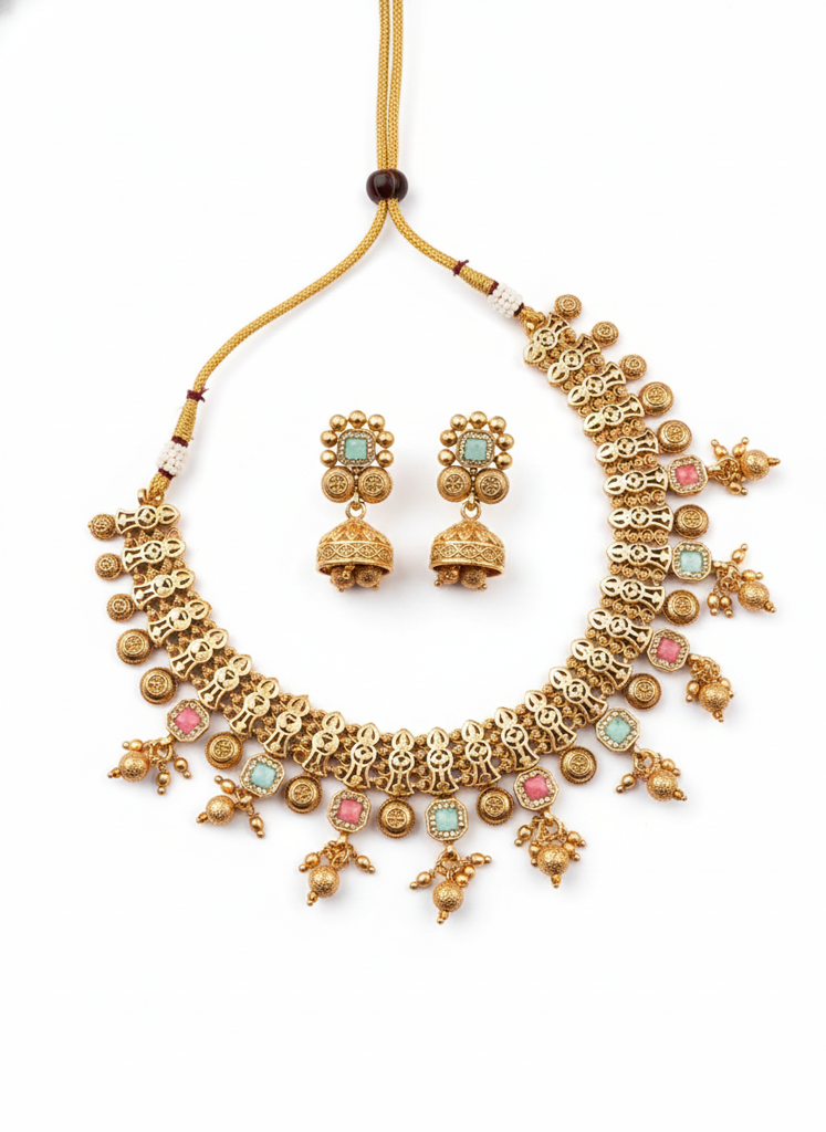 Rajwadi Bandhai Necklace Set : B20MINT