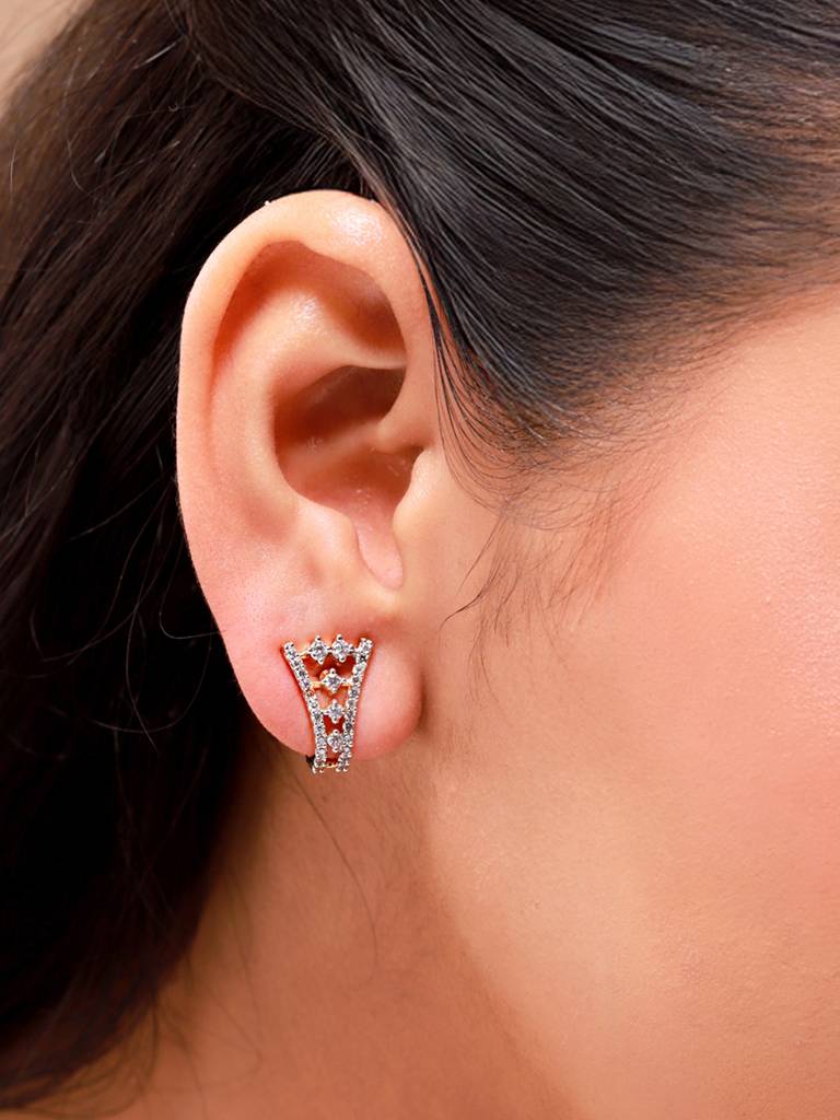 Gold Essentials Aurelian Crown Cz Stud Earrings : 8905124572735