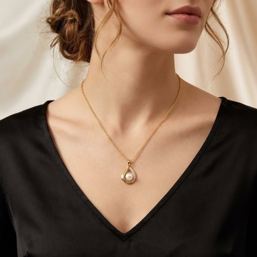 Raindrop Pendant Necklace For Women – Elegant Teardrop Design With Minimal Modern Finish | Premium Graceful Jewel : 6784510243