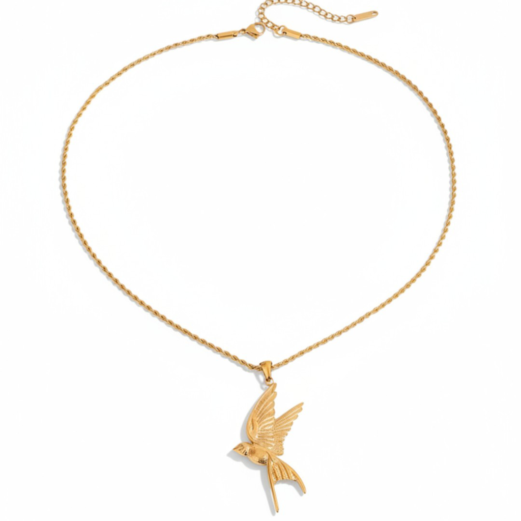 Peace Dove Pendant Twisted Chain Necklace : CAO0097JND