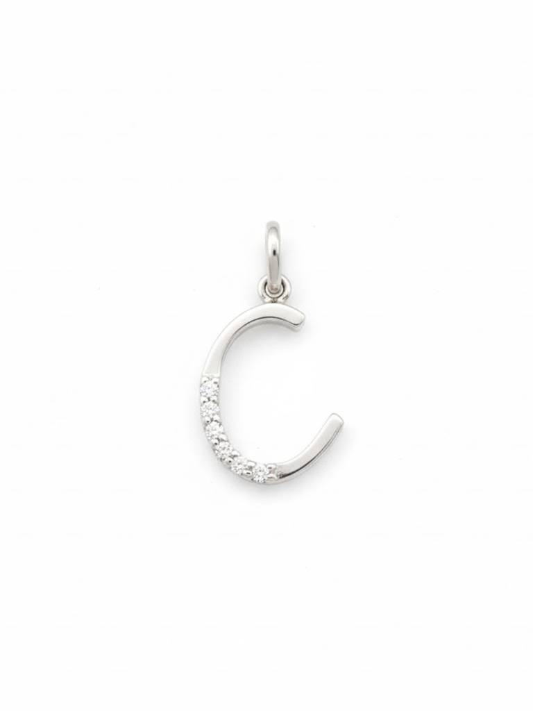 925 Pure Silver Alphabet C Letter Unisex Sterling Silver  Pendant : PEN1049