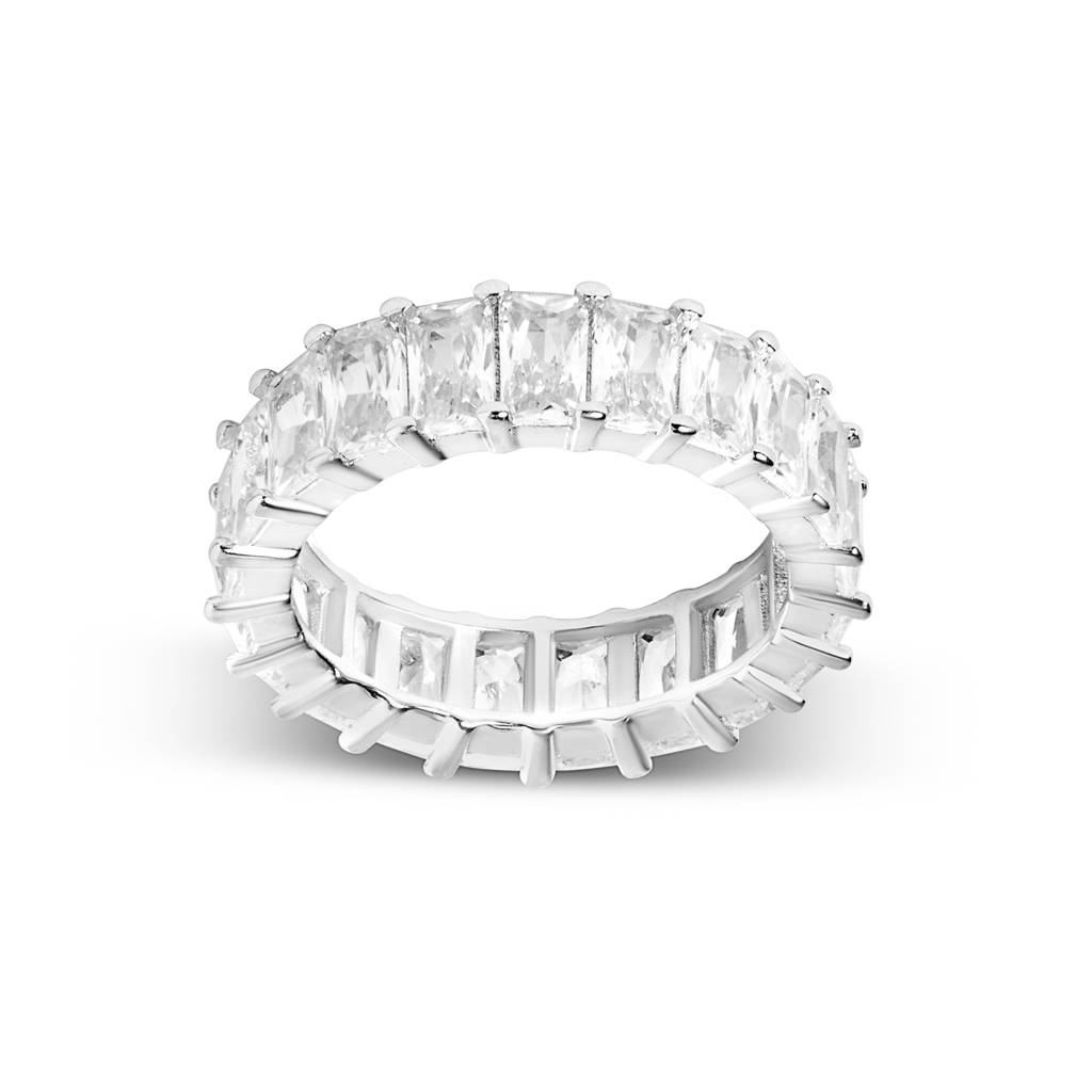 Silver Radiant Diamond Full Eternity Ring : R014-WH-D-11