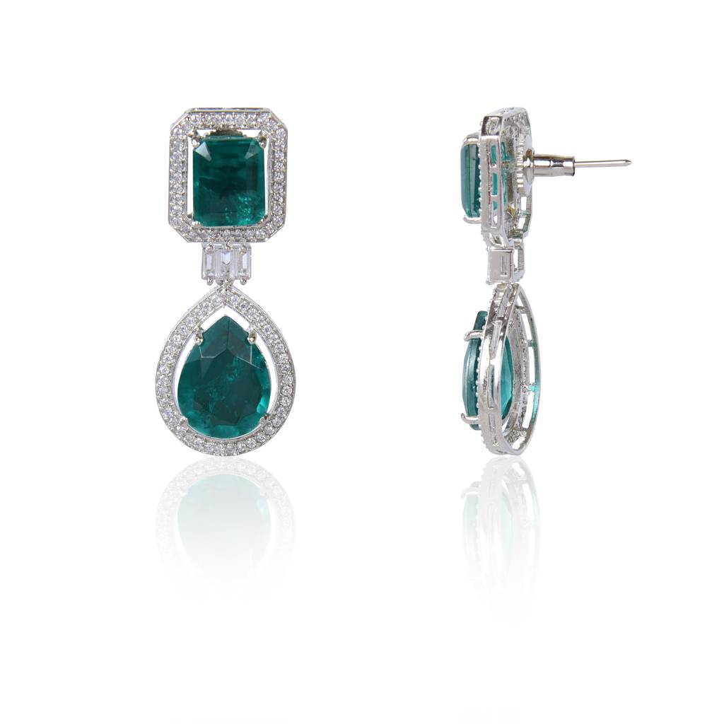 Statement Emerald Dangler Earrings : IE1038