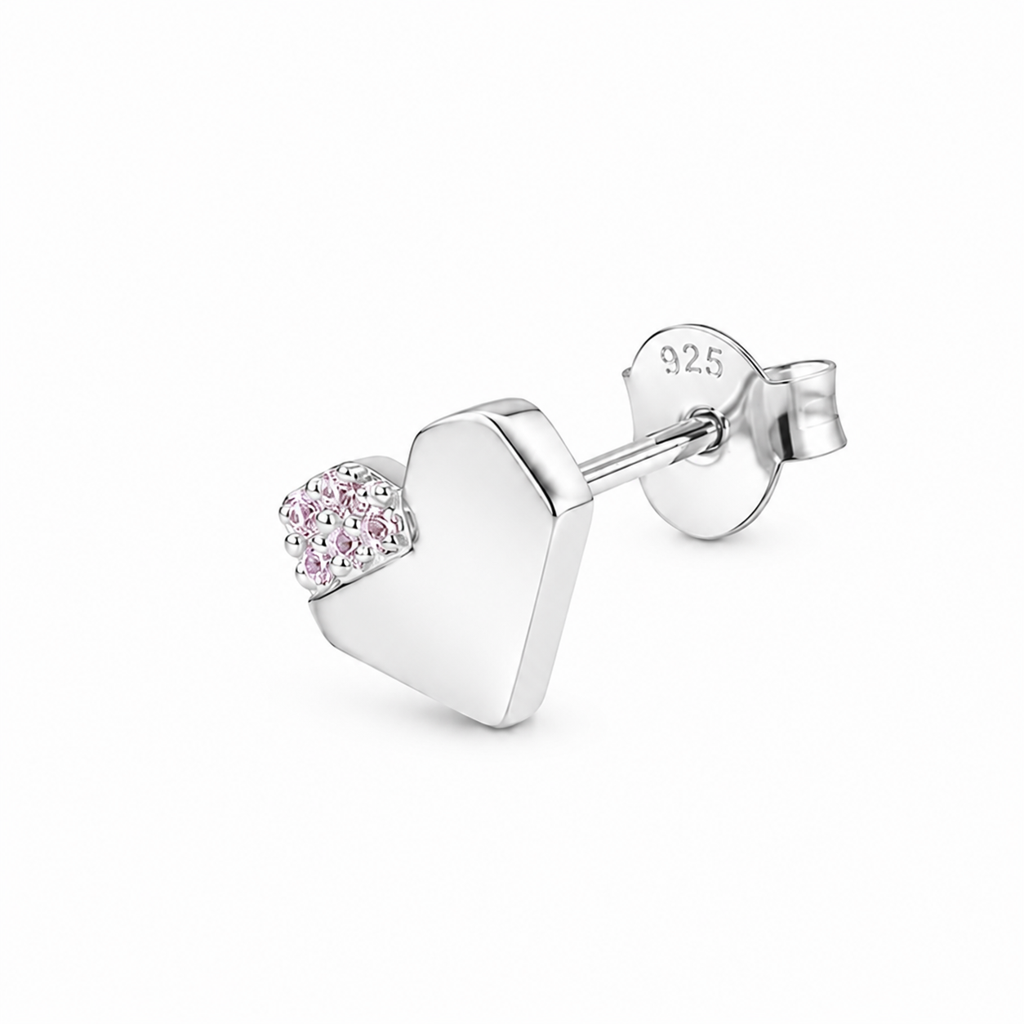 Silver Blush Spark Heart Earrings : WER00107