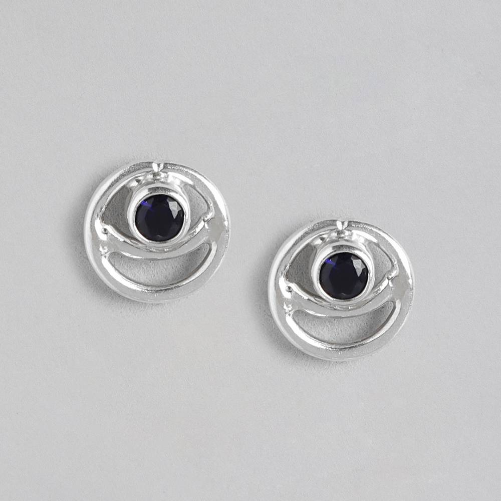 92.5 Silver Blue Spiral Stud Earrings : 92.5 Silver Blue Spiral Stud Earrings : U100SG003MY017