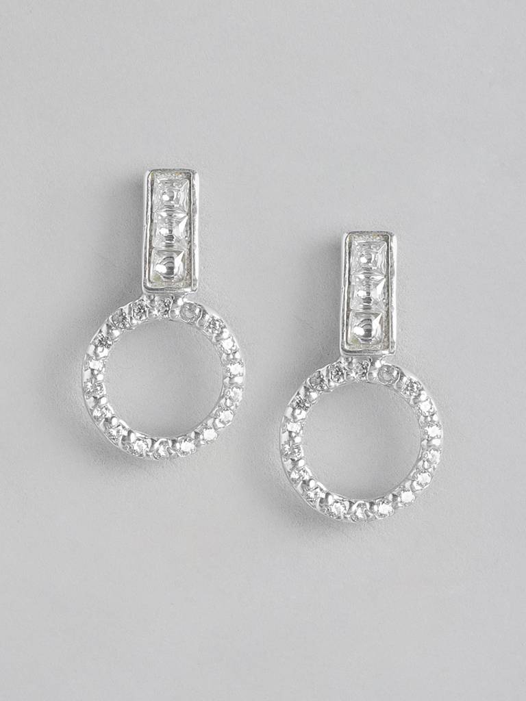 92.5 Silver Round Zircon Stud Earrings : 92.5 Silver Round Zircon Stud Earrings : U100SG005MY026