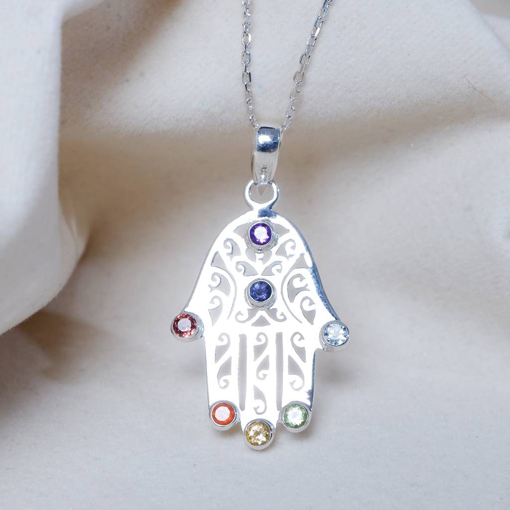 925 Sterling Silver Chakra Pendant With Chain For Women | Gemstone Pendant | Handmade Silver Jewelry | Elegant Dai : FU-1273-C