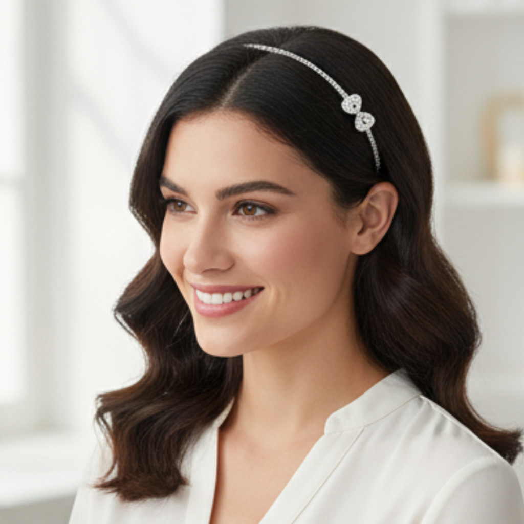 Bridal Teardrop Crystal Headband For Women Silver Rhinestone Wedding Tiara Hair Band Elegant Party Wear Designe : M4SK-T-WHITE