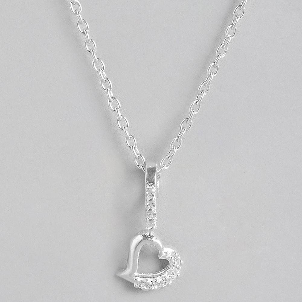 Silver Zircon Heart Necklace : Silver Zircon Heart Necklace : Silver Zircon Heart Necklace : Z125SG002N061