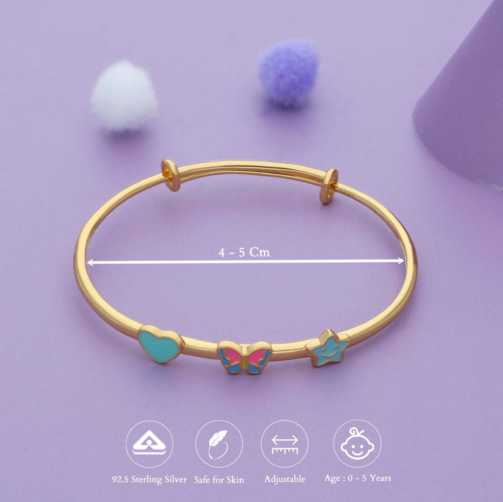 Iyal Starheart Butterfly Trio Silver Kid Bangles (0-5 Yrs) : KB-CC-GP-U-113-P